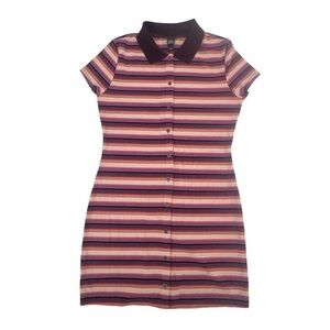 wild fable Purple Striped Button Up Pointed Collar Dress Size Large Women’s